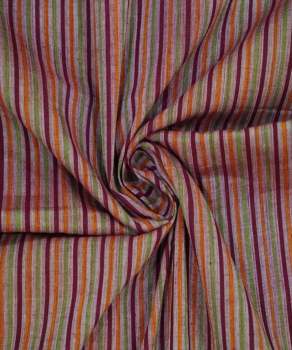 0.9m Multi color handwoven cotton stripes mangalgiri fabric