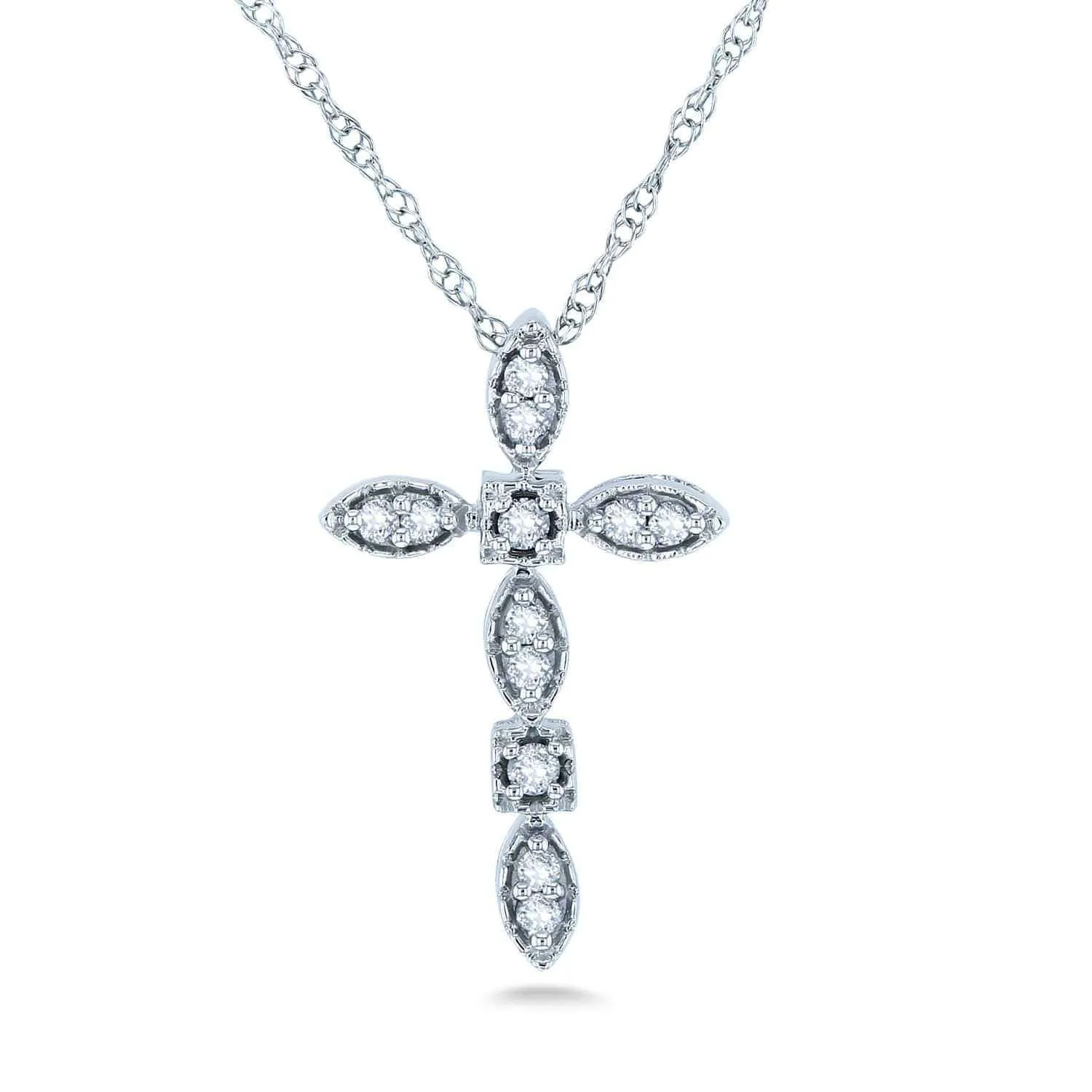 1/10ct.tw Scalloped Diamond Cross