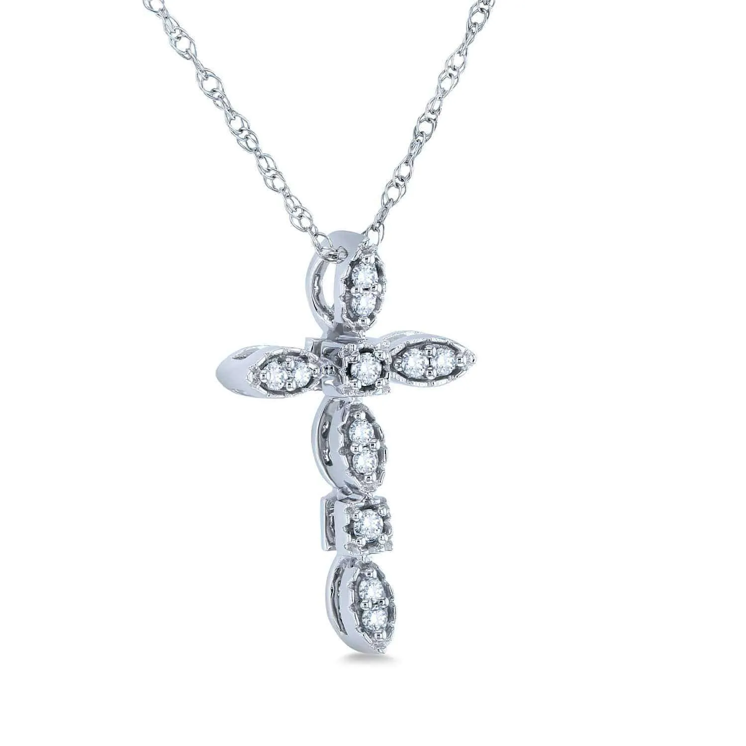 1/10ct.tw Scalloped Diamond Cross