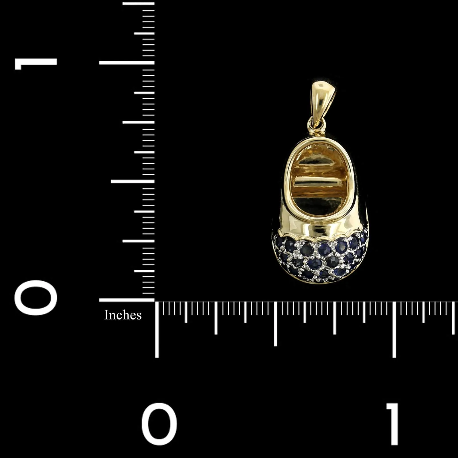 14K Two-Tone Gold Estate Sapphire Baby Shoe Charm