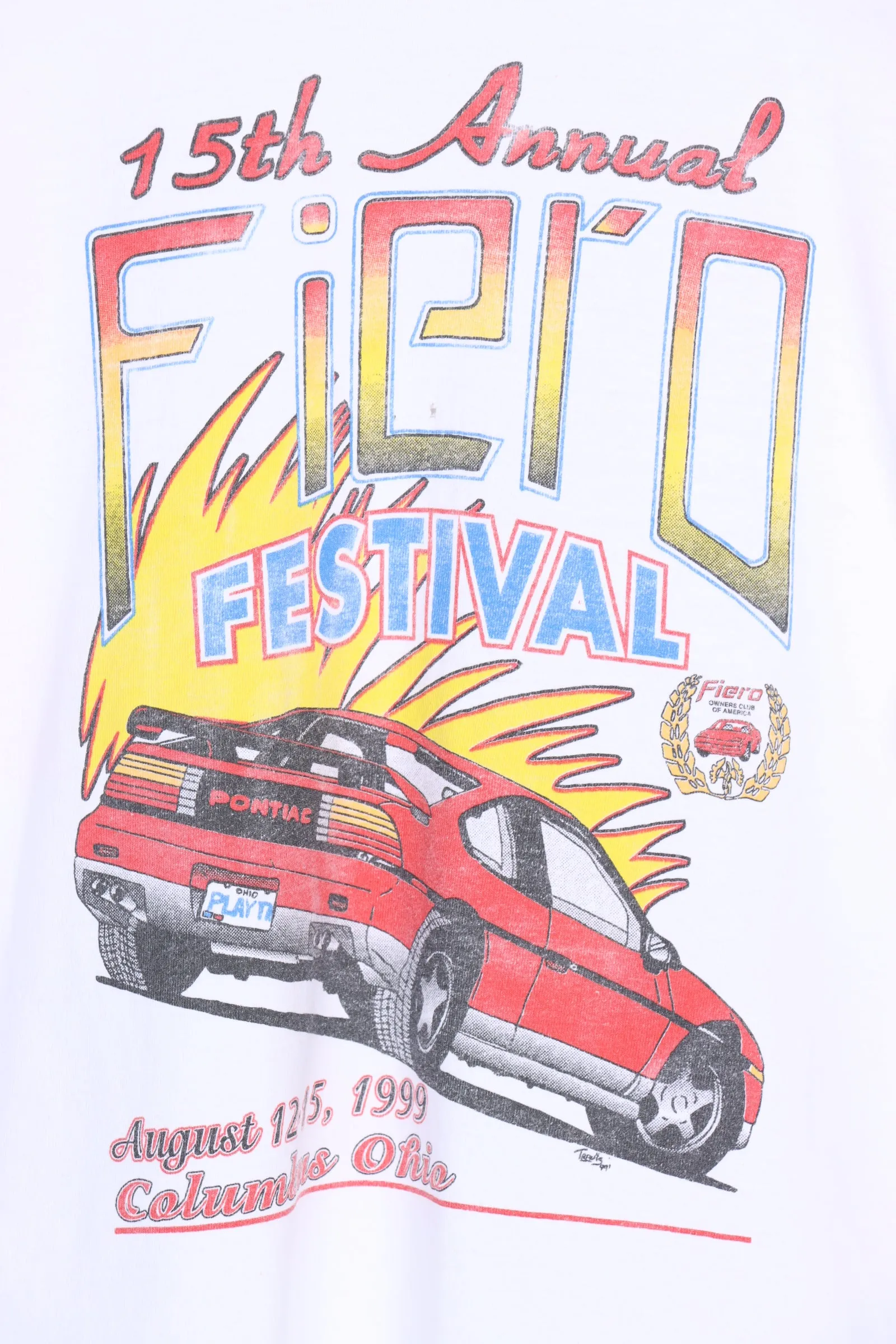 15th Annual Fiero Festival Colourful Car Racing Graphic Tee (L)