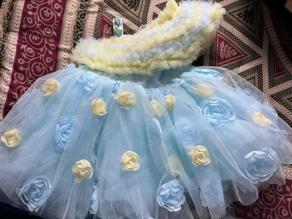 1st Birthday Dress/Frock for Baby Girl - Blue