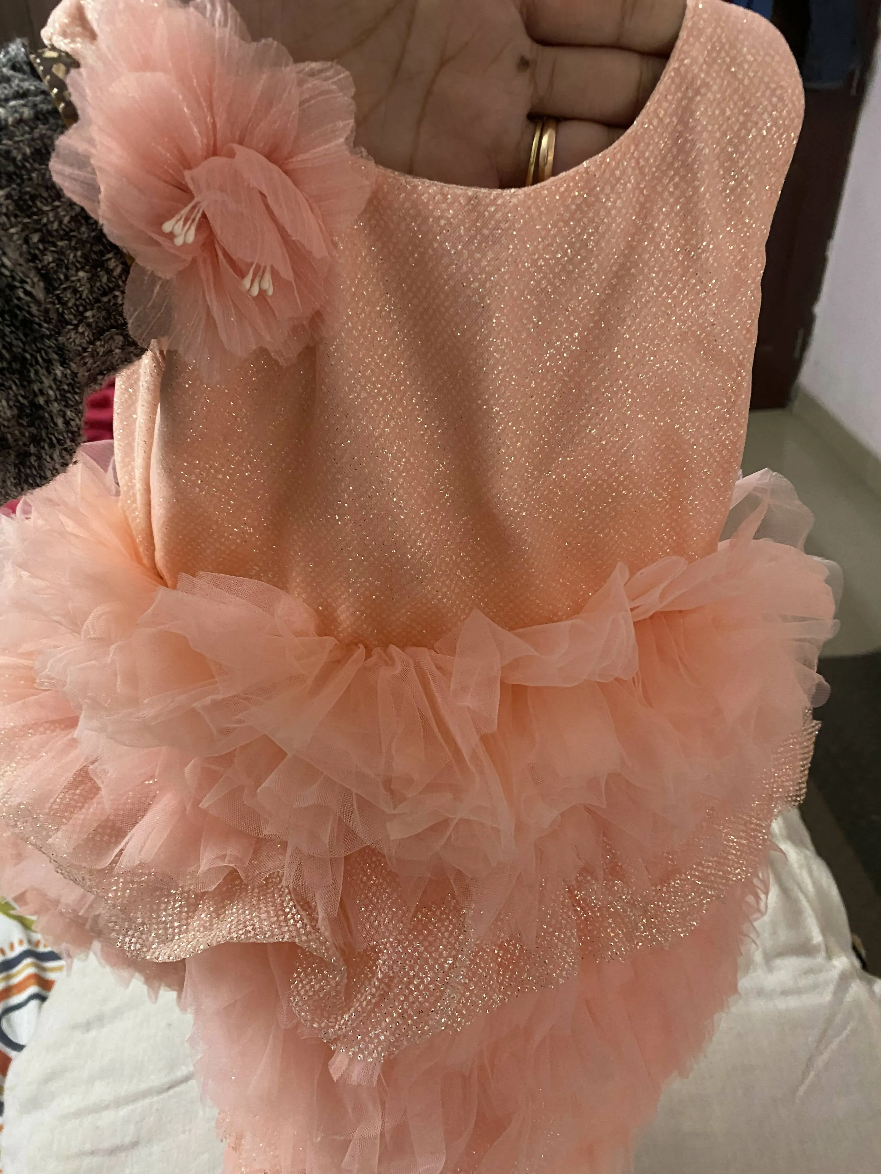 1st Birthday Peach Frock/Dress for Baby Girl