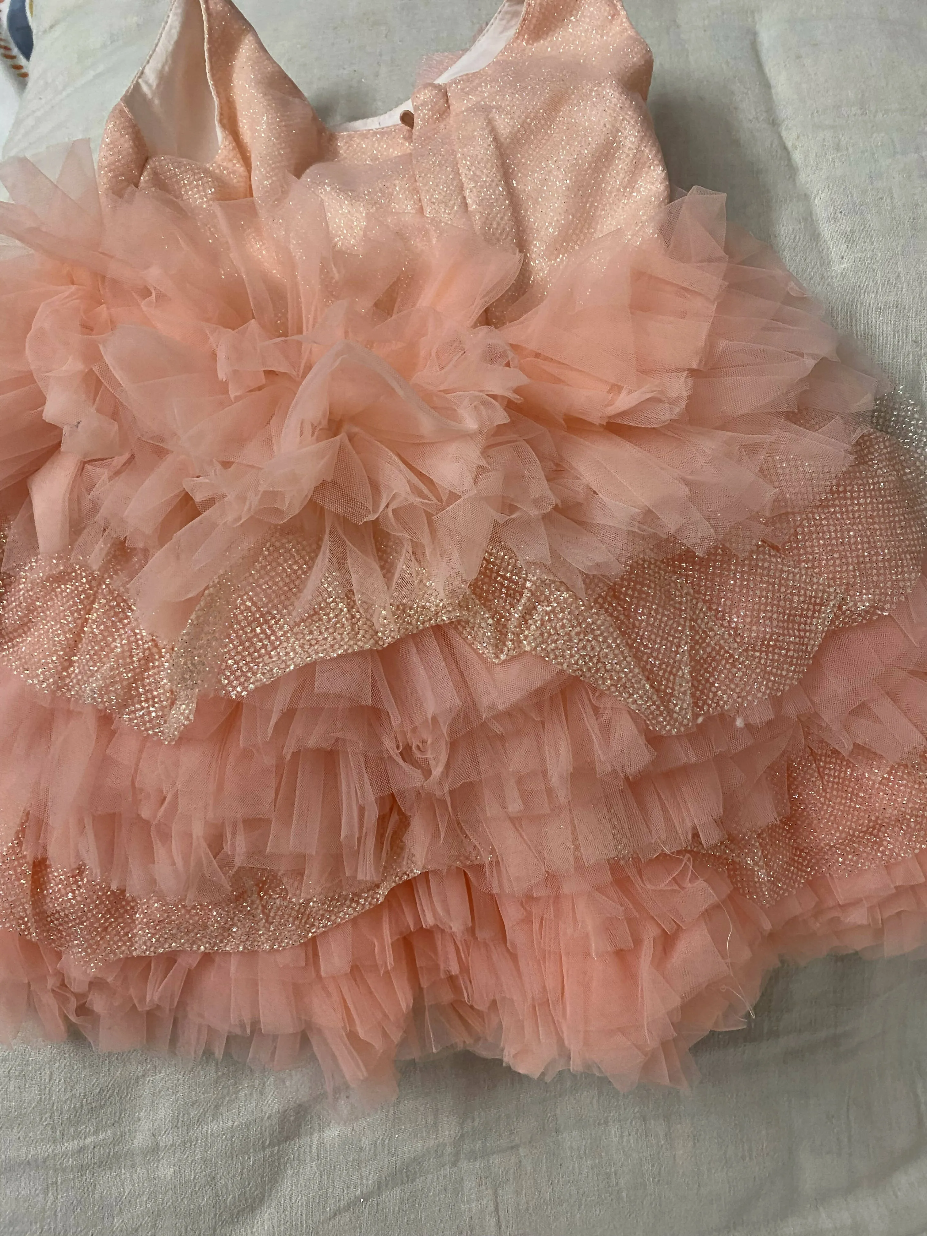 1st Birthday Peach Frock/Dress for Baby Girl