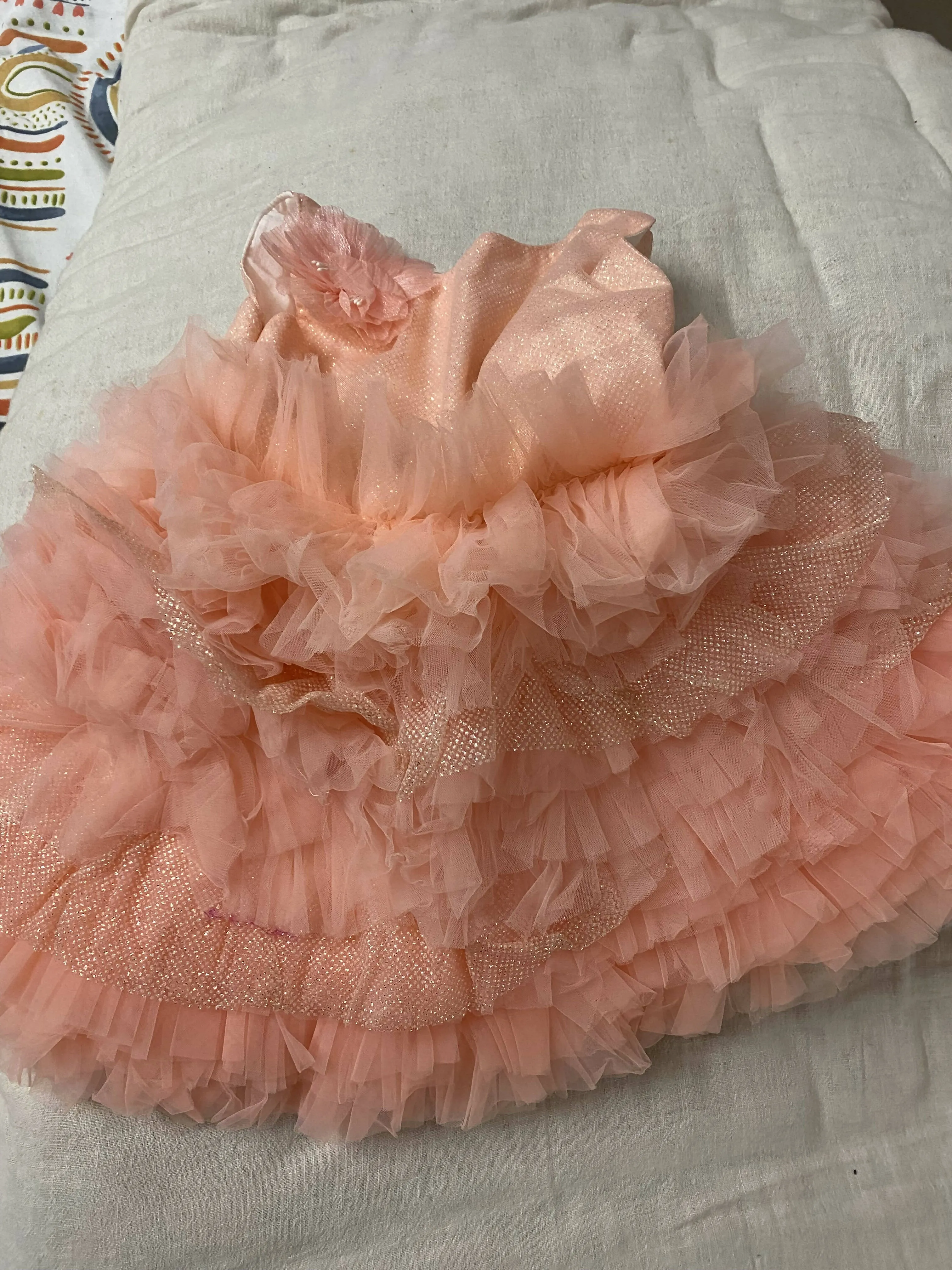 1st Birthday Peach Frock/Dress for Baby Girl