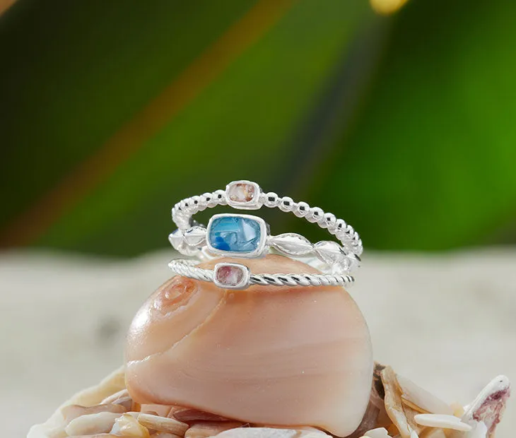 4ocean x Dune Boho Stack Ring in Hawaii Aqua