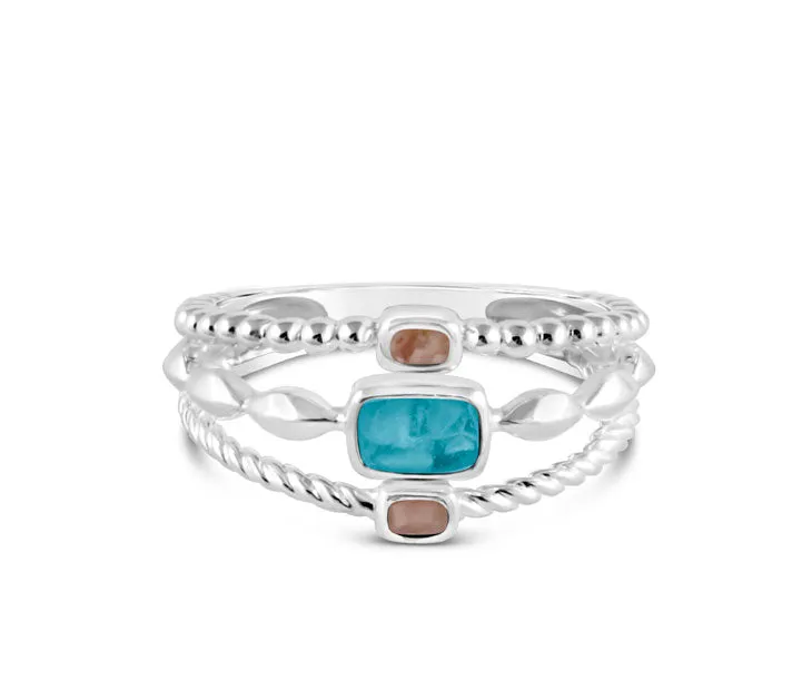 4ocean x Dune Boho Stack Ring in Hawaii Aqua