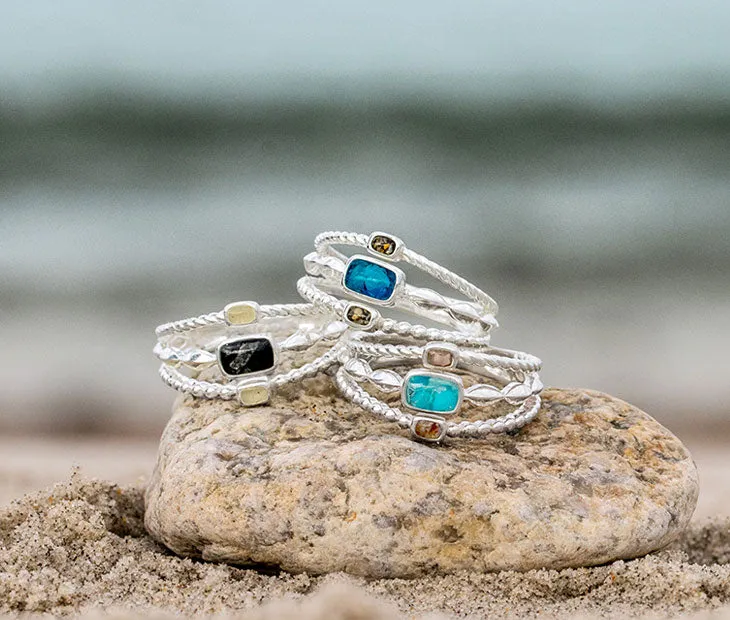 4ocean x Dune Boho Stack Ring in Hawaii Aqua