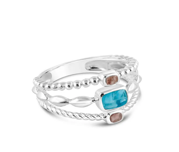 4ocean x Dune Boho Stack Ring in Hawaii Aqua