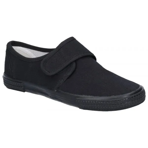 99248 Unisex Canvas Touch Fasten Plimsolls Black