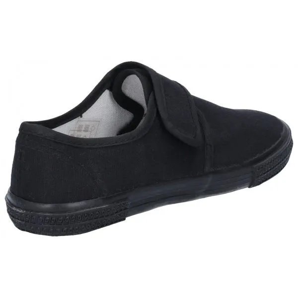 99248 Unisex Canvas Touch Fasten Plimsolls Black