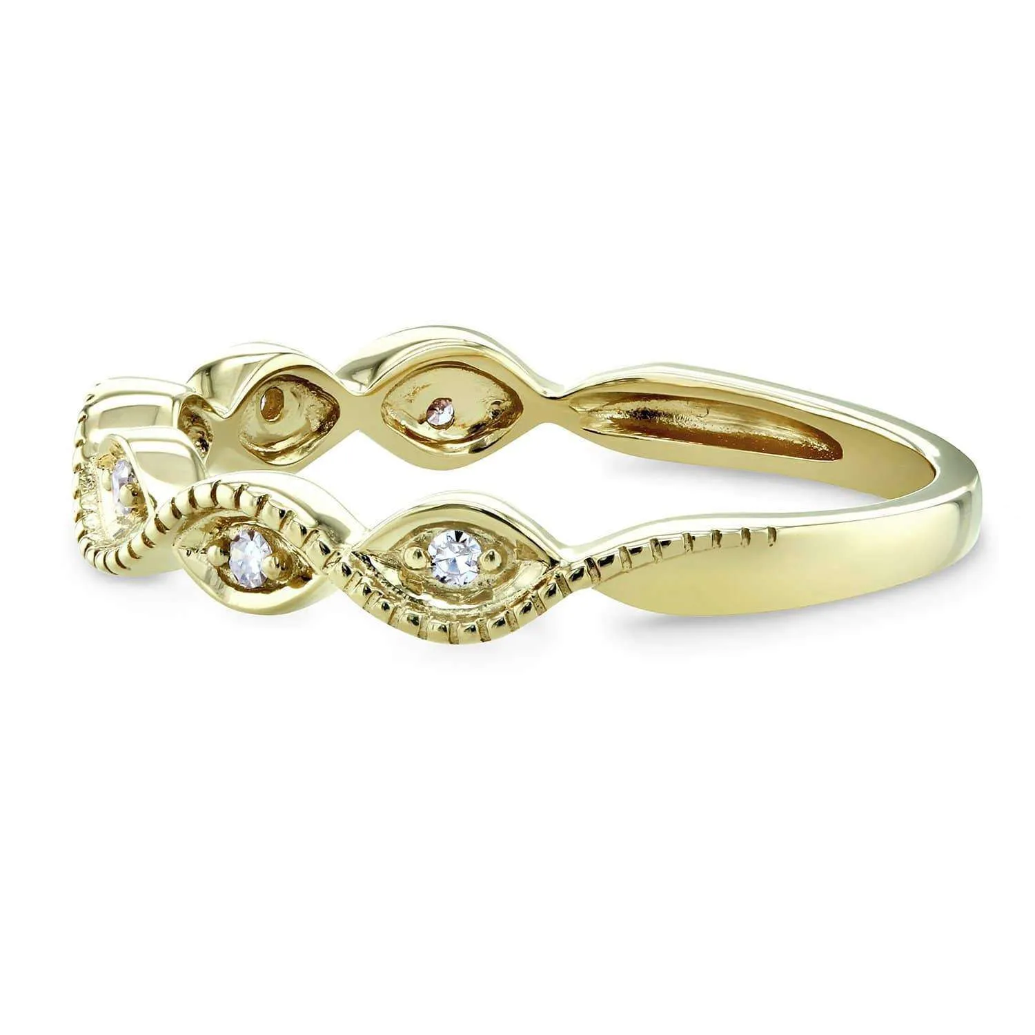 Accent Diamond Stackable Braided Fashion Ring in 10k Yellow Gold