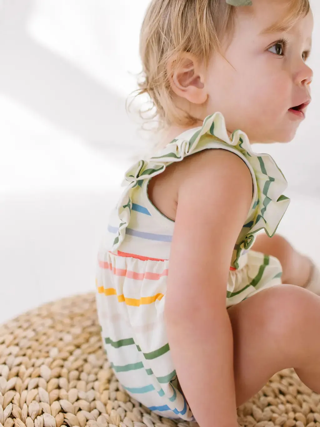 Amelia Romper in Primary Stripe