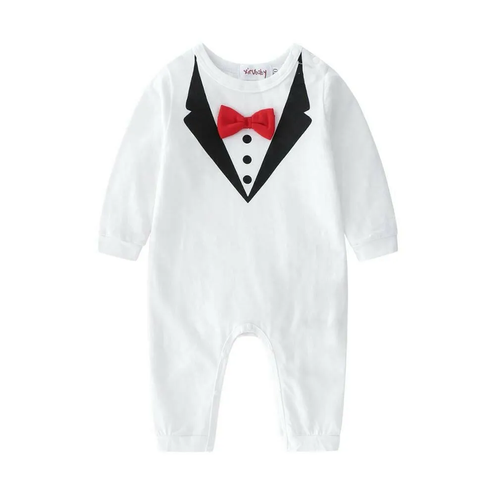 Baby Boy Long White-Black Rompers