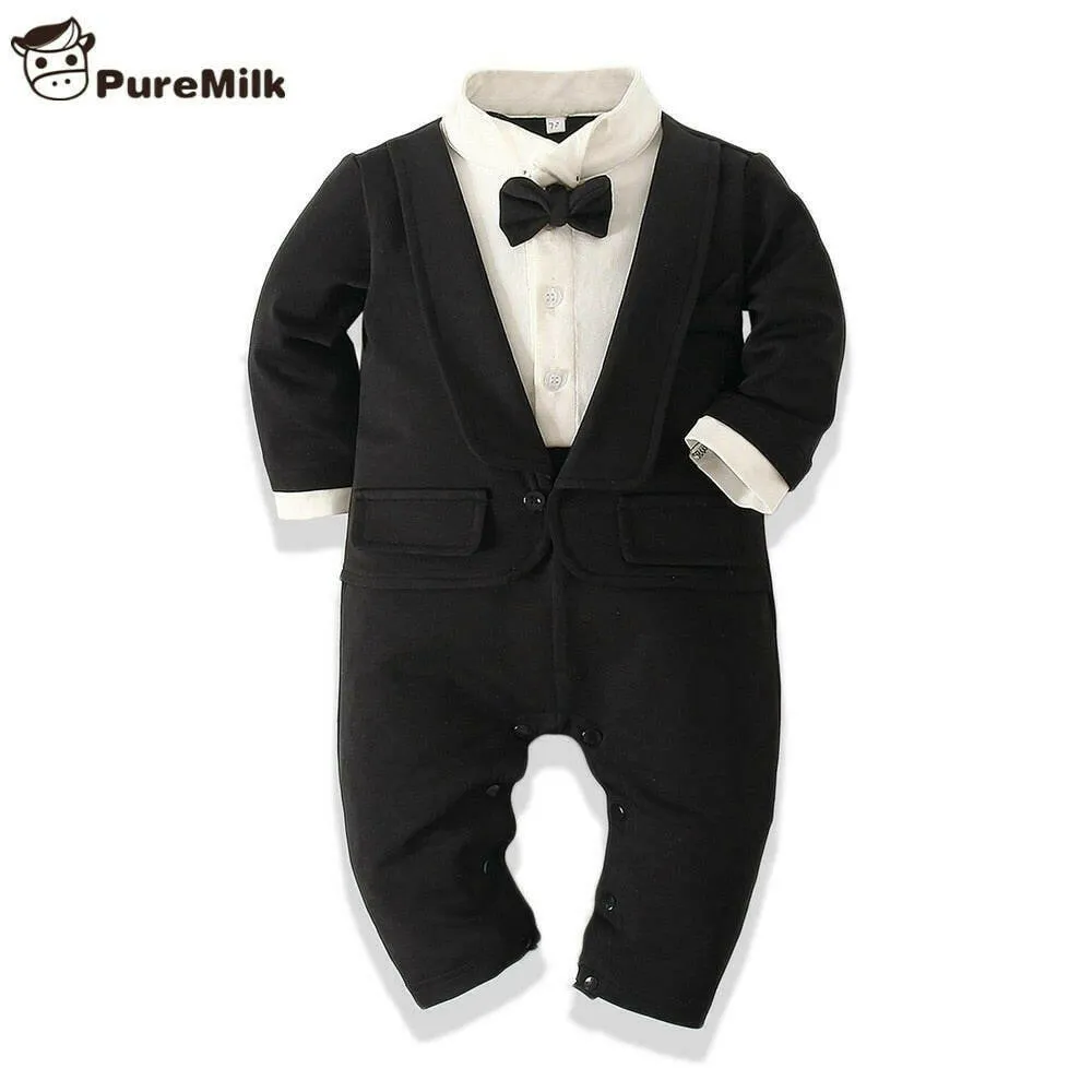 Baby Boy Long White-Black Rompers