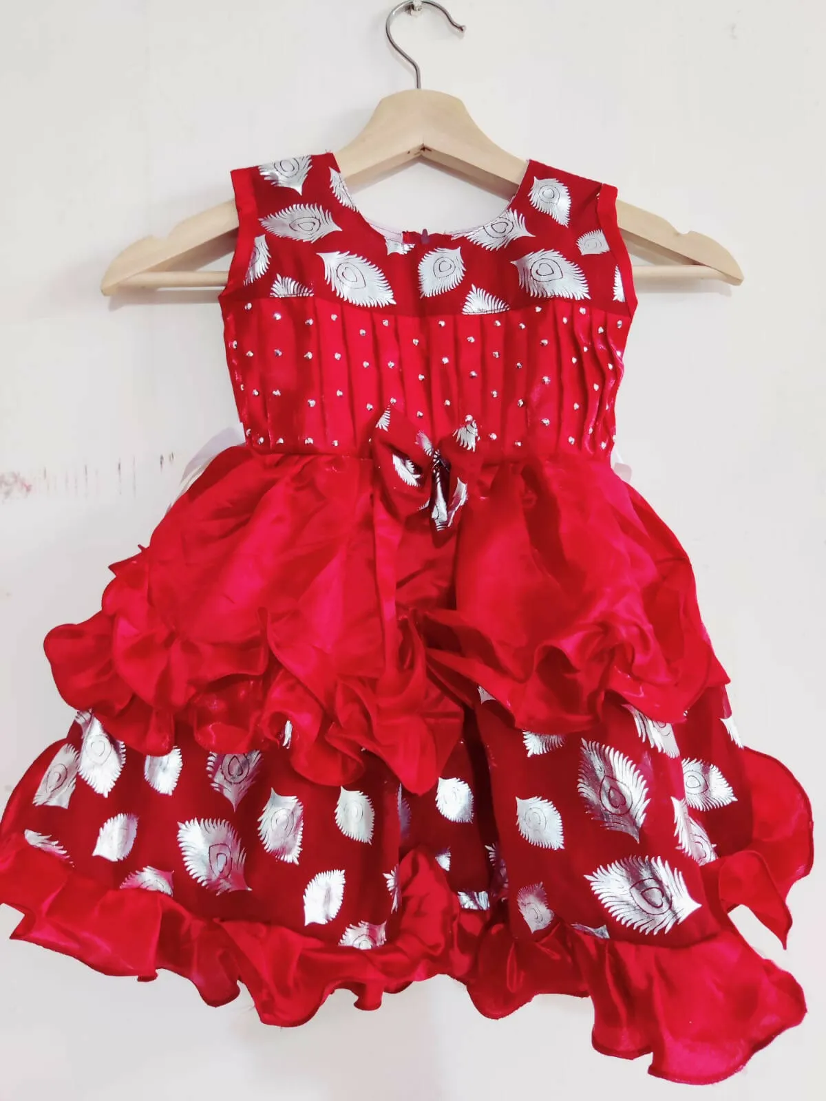 Baby Girl Maroon Frills Frock/Dress