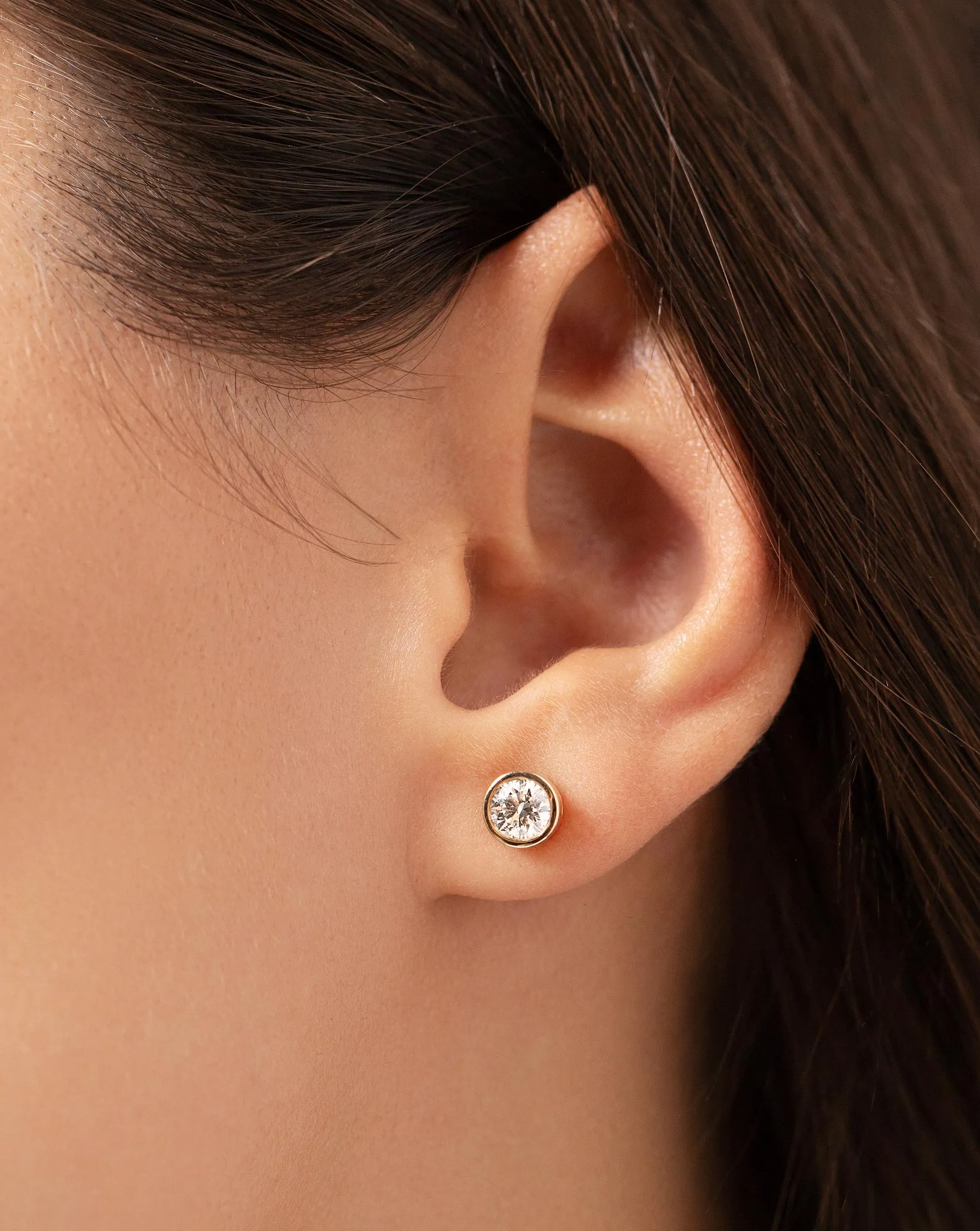 Bezel-Set Classic Diamond Studs