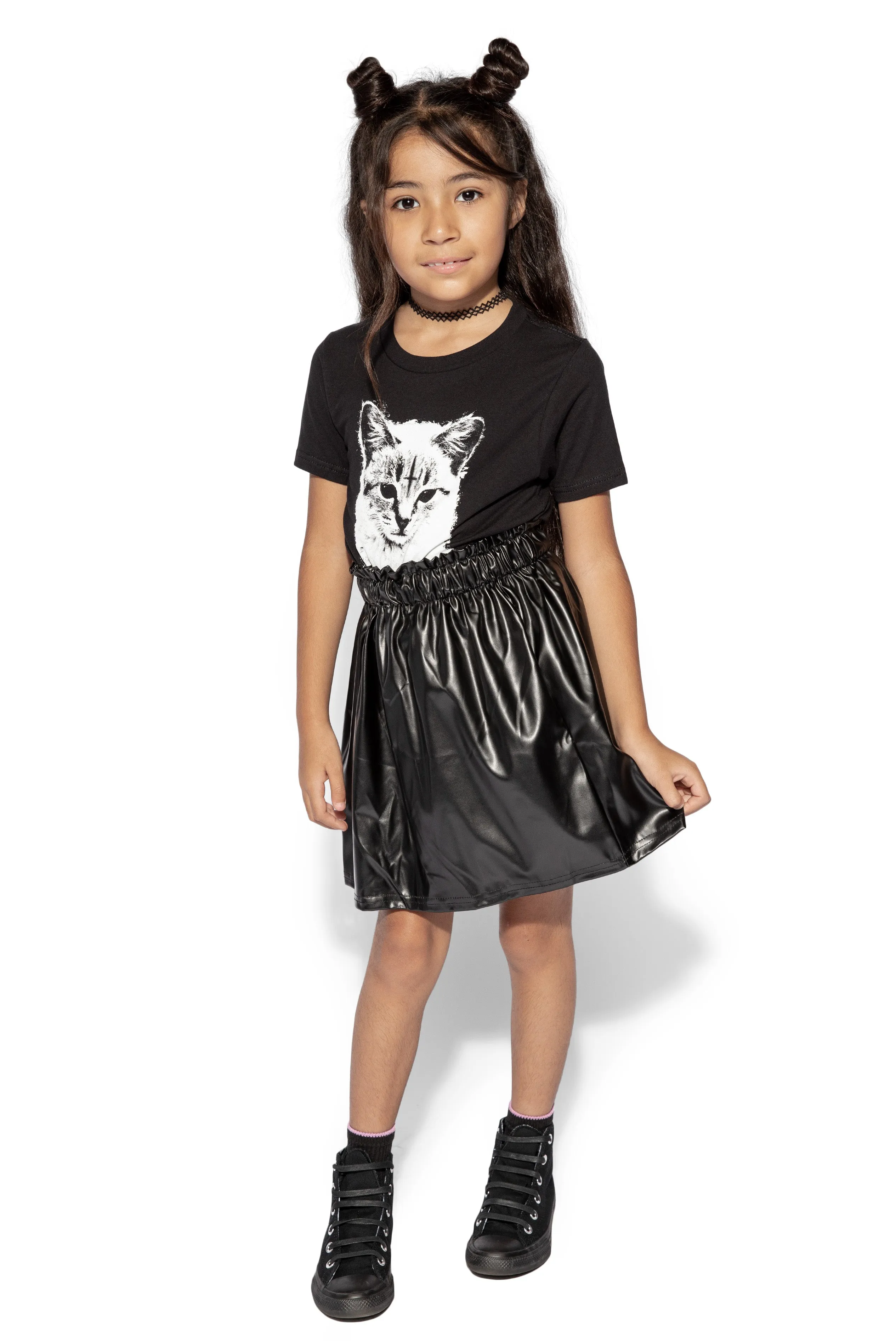 Black Faux Leather - Kids Skirt