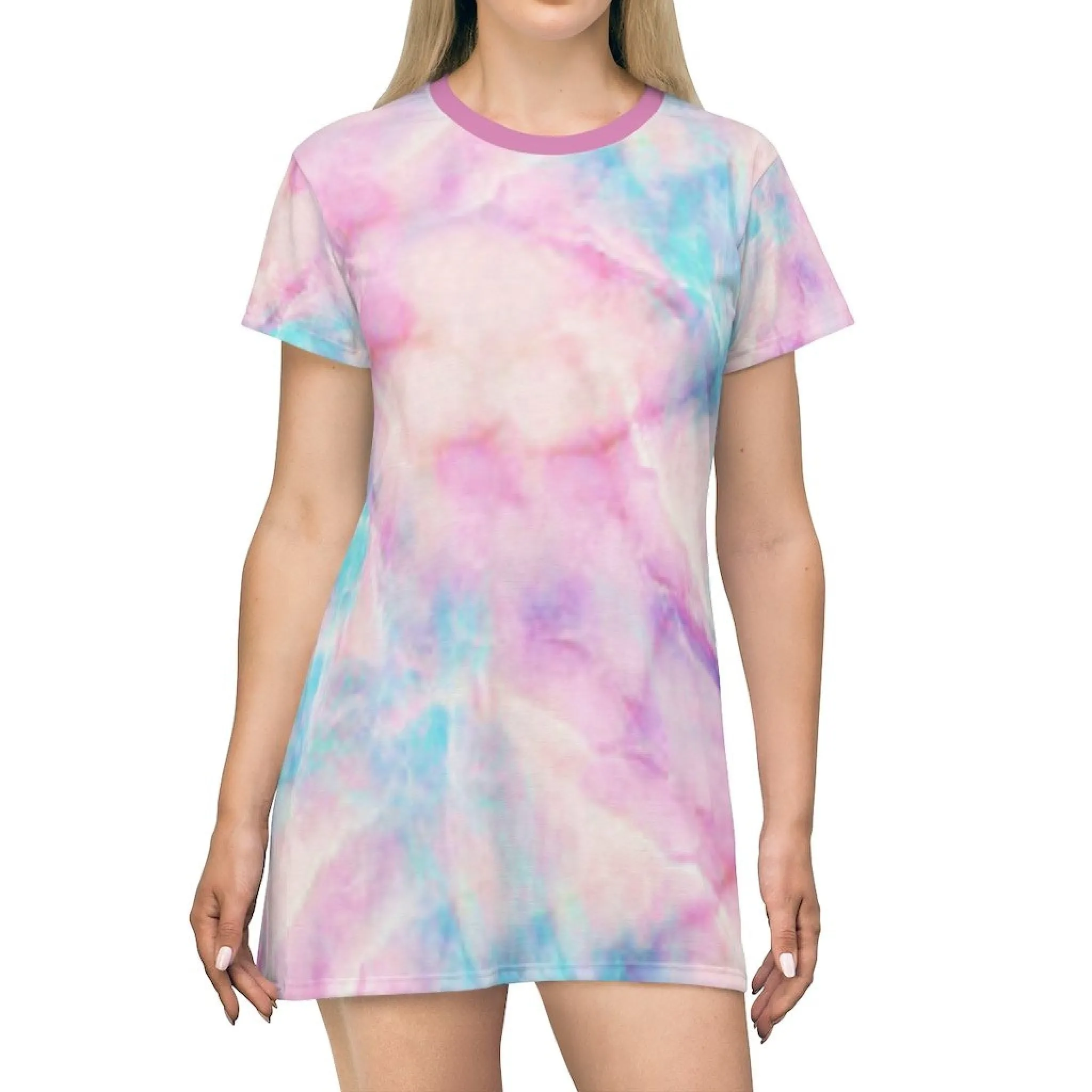 Bynelo Tie Dye Pastel Pink Print T-shirt Dress