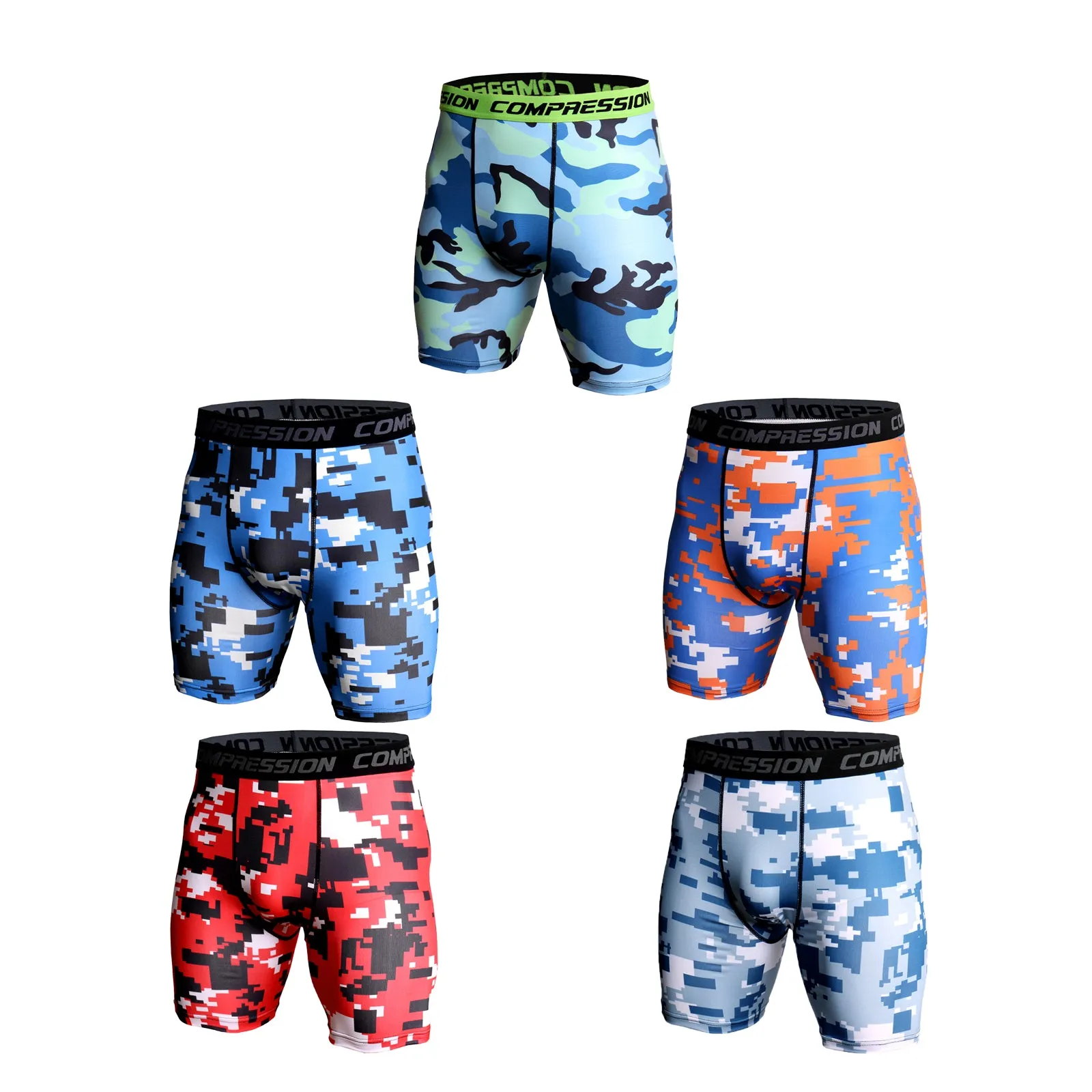 CAMO FLEXIBLE SKINNY QUICK DRY TRAINING SHORT -5 PACKS