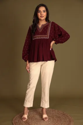 Cotton Woven Pant with Embroidered Work