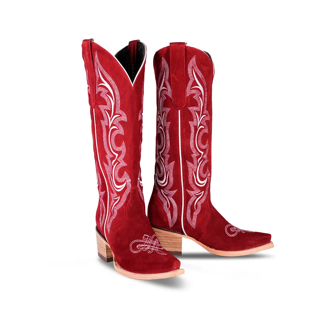 Country Western Womens Boot Gamuza Red e837