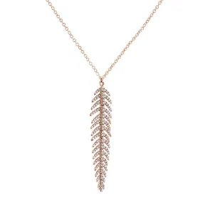 Diamond Dangle Feather Necklace 2/5 CTW 14k Rose Gold