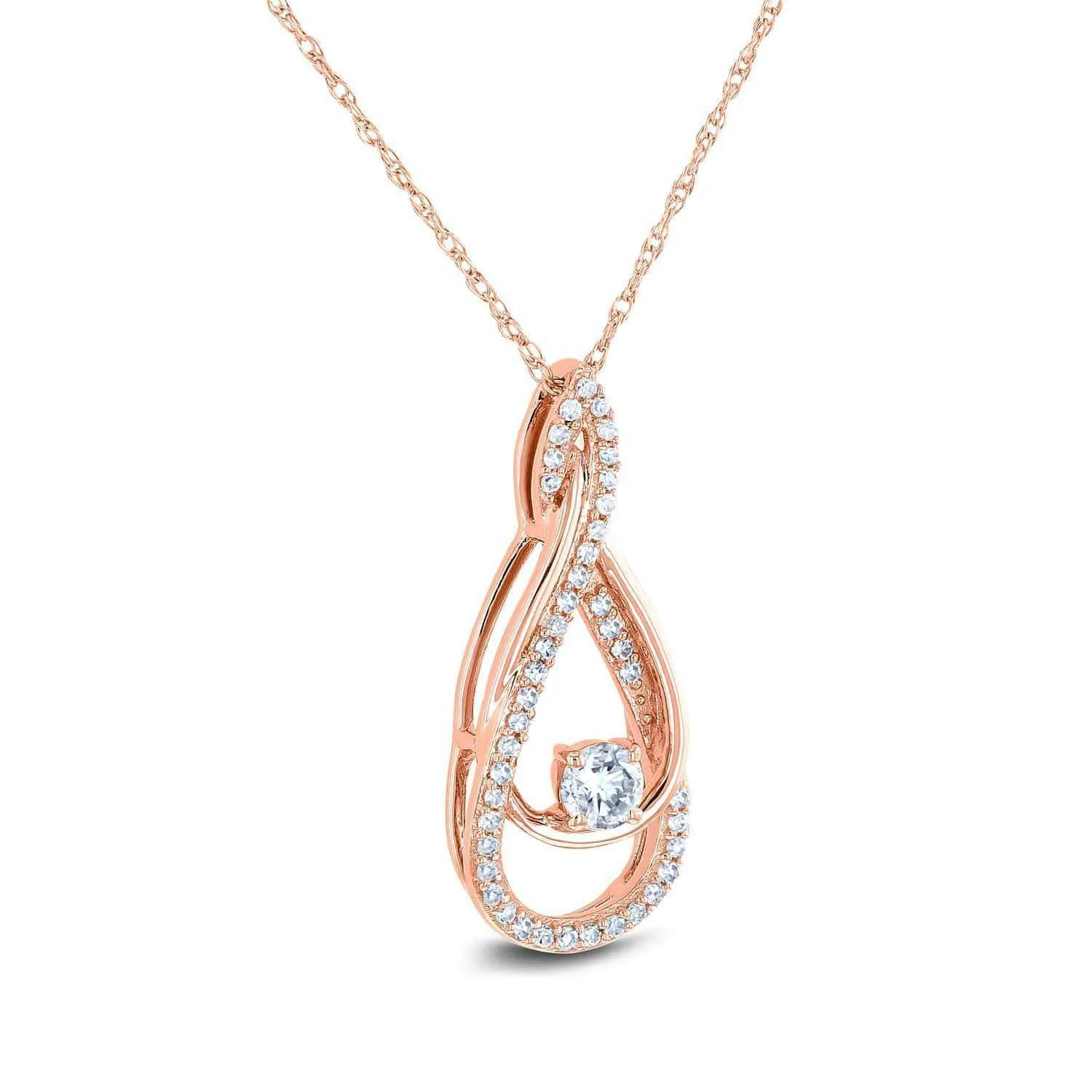 Diamond Looping Pendant and Chain 1/4ct TDW in 10k Gold