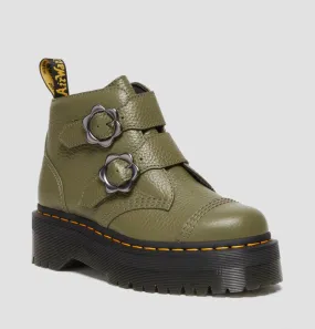 Dr.Martens Devon Flowers Plateau Khaki Green Milled Nappa 27642272