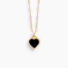 Engravable Black Onyx Queen of Hearts Necklace