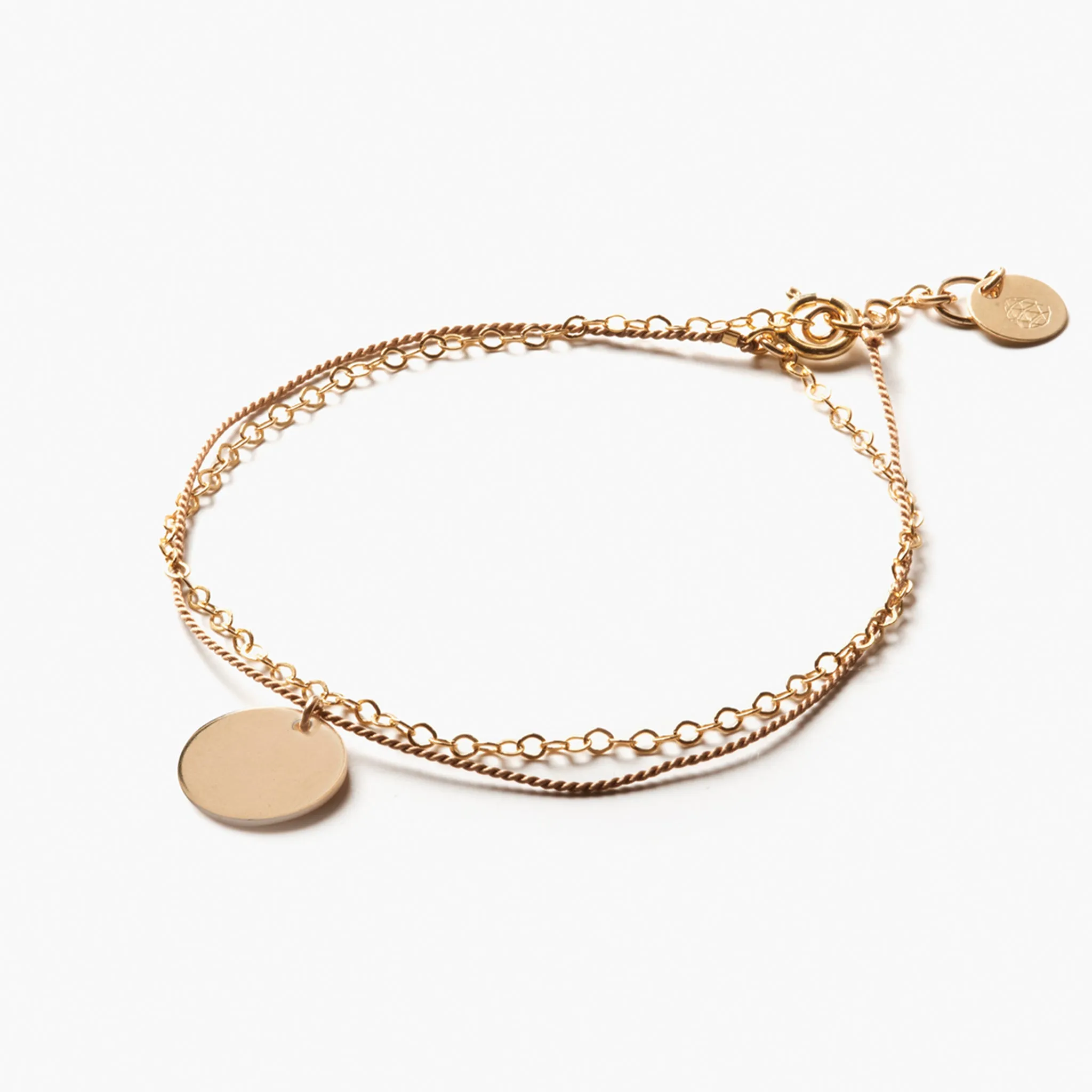 Engravable Insignia Disc Gold and Silk Bracelet