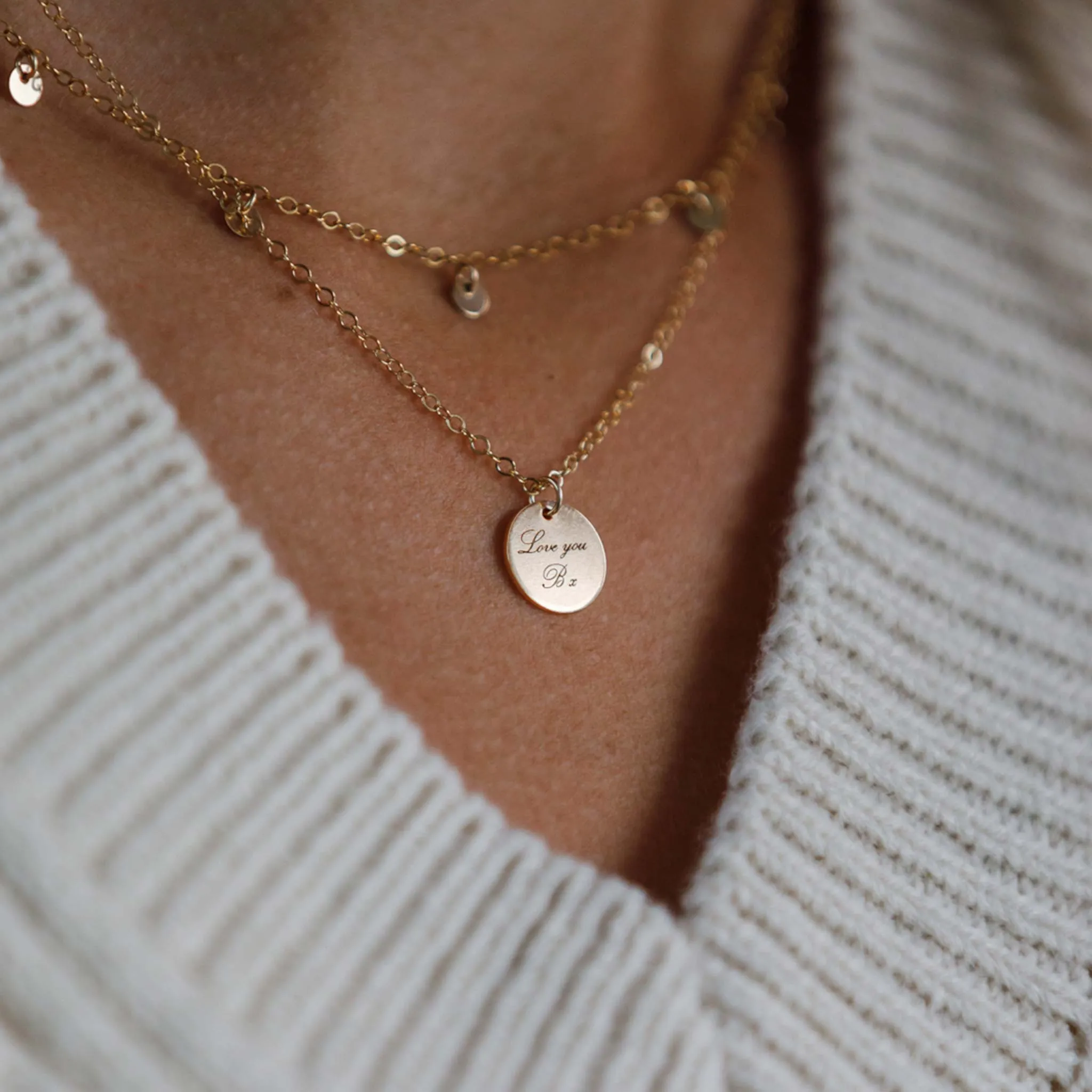 Engravable Insignia Disc Pendant Necklace