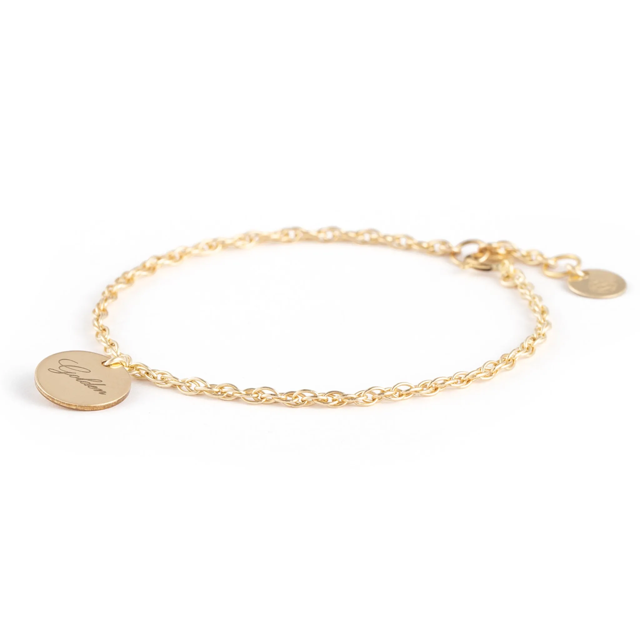 Engravable Insignia Disc Rope Chain Bracelet