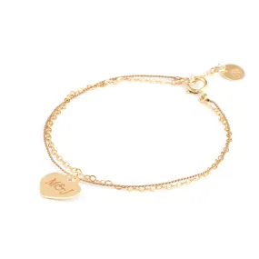 Engravable Love Notes Heart Gold and Silk Bracelet