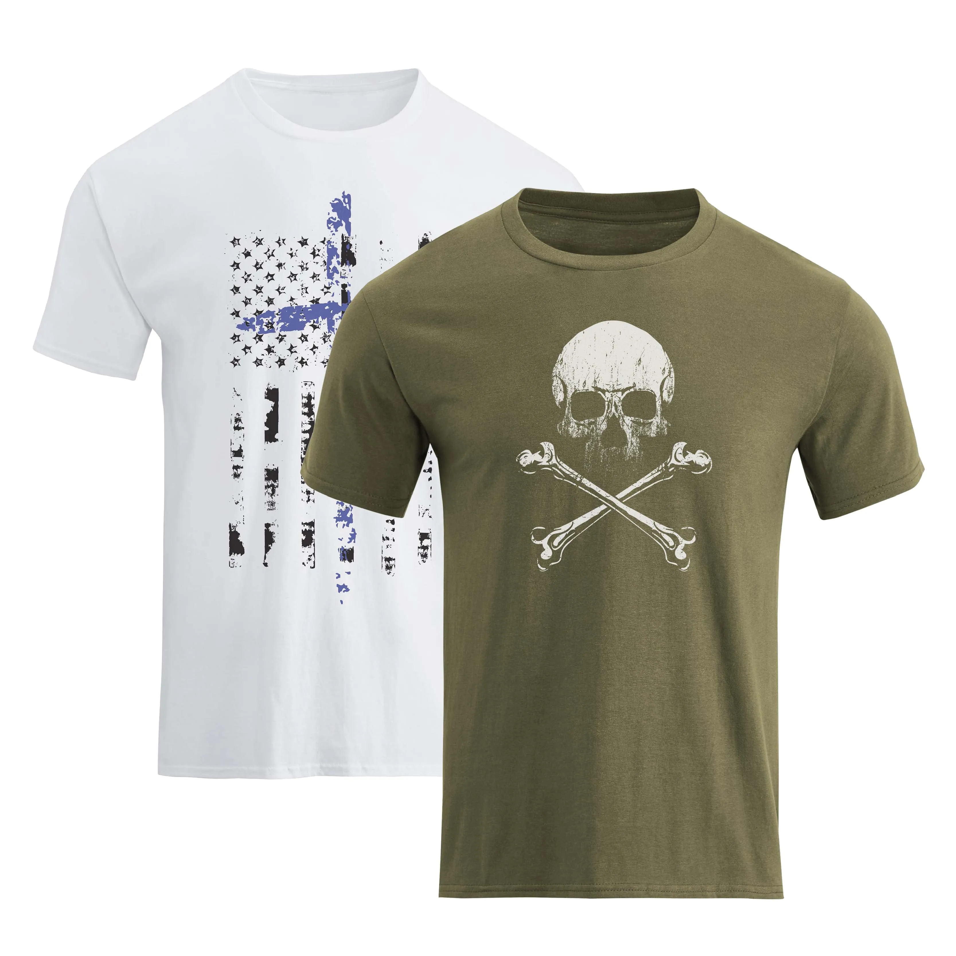 FLAG SKULL TEE - 2 PACKS