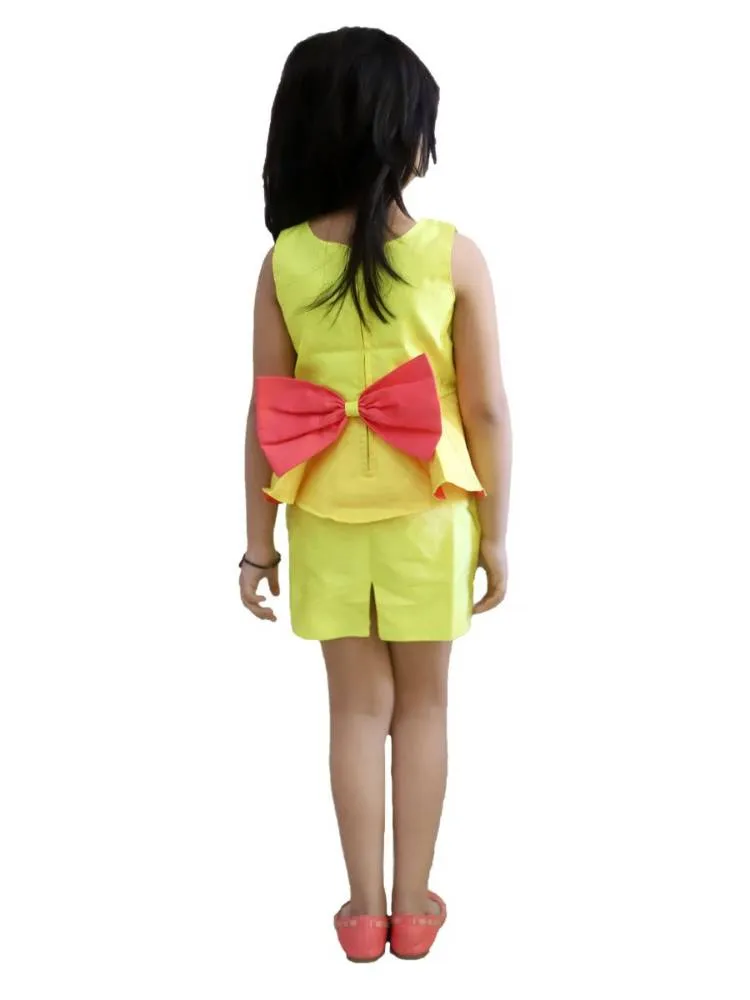 Flaming Peplum Bow Dress