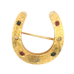 Gem Set Horse Shoe Brooch