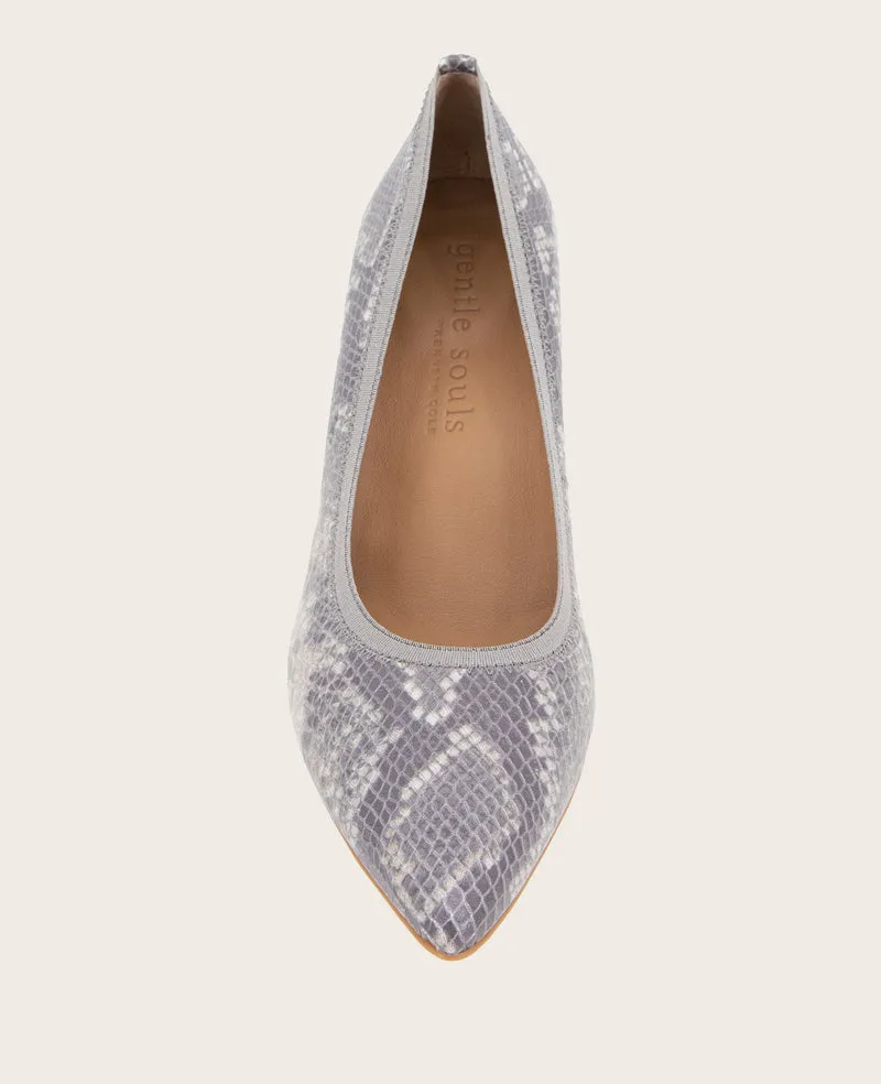 GENTLE SOULS - Dionne Snakeskin Leather Block Heel