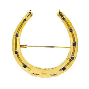 Gold & Sapphire Horse Shoe Brooch