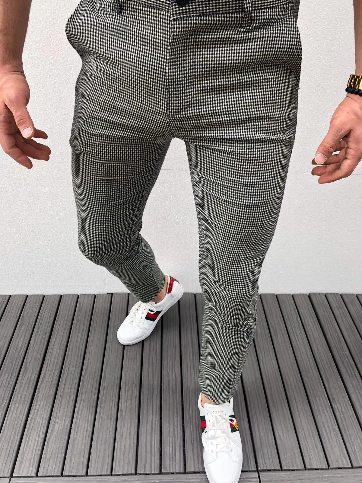 Gray Pattern Slim Fit Casual Pant DJ158 Streetwear Pant