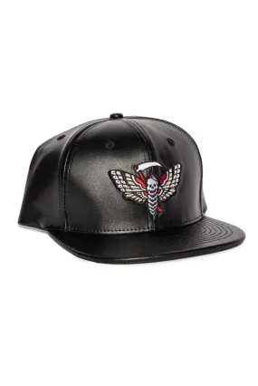 Grim Moth - Faux Leather Snapback Hat