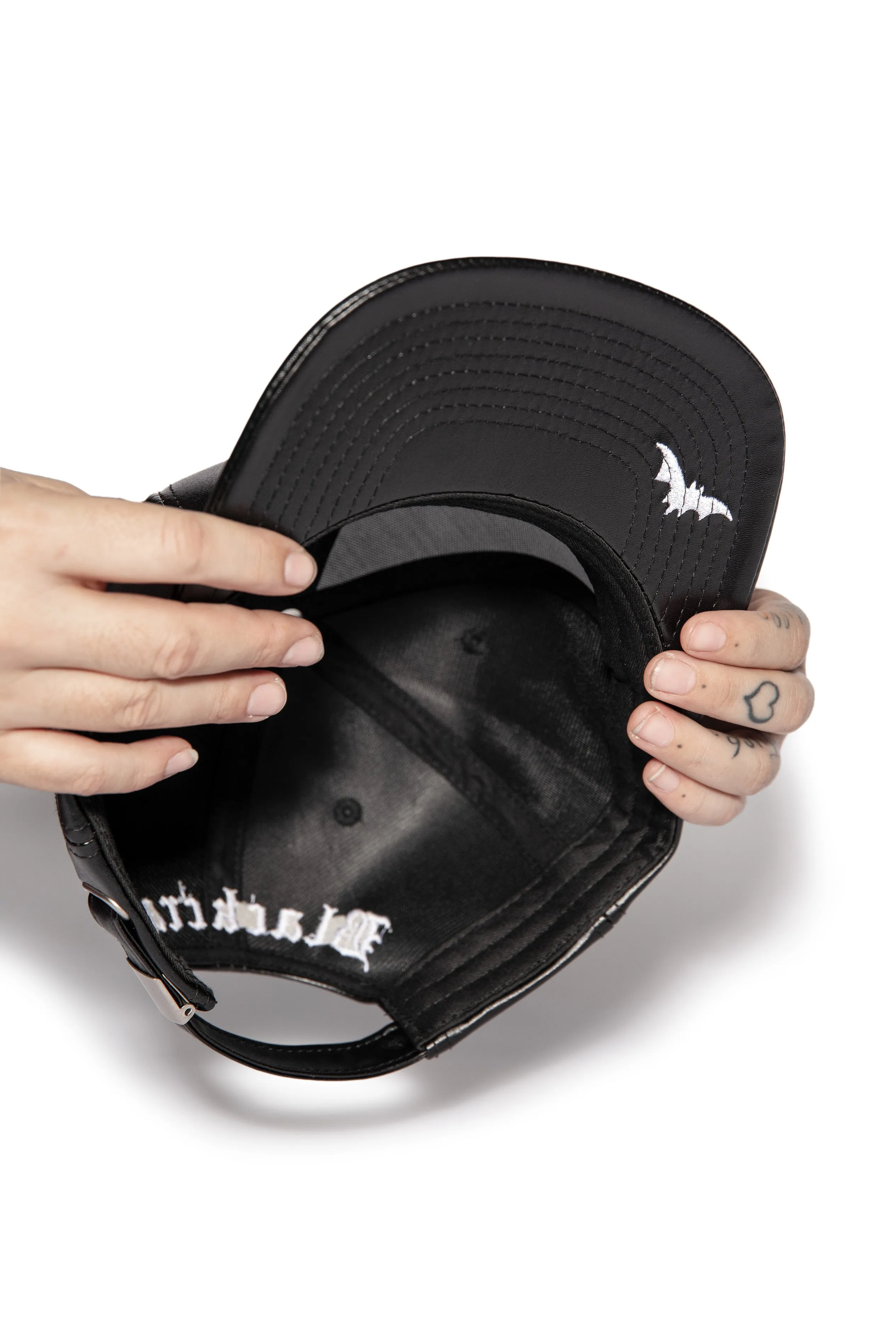 Grim Moth - Faux Leather Snapback Hat