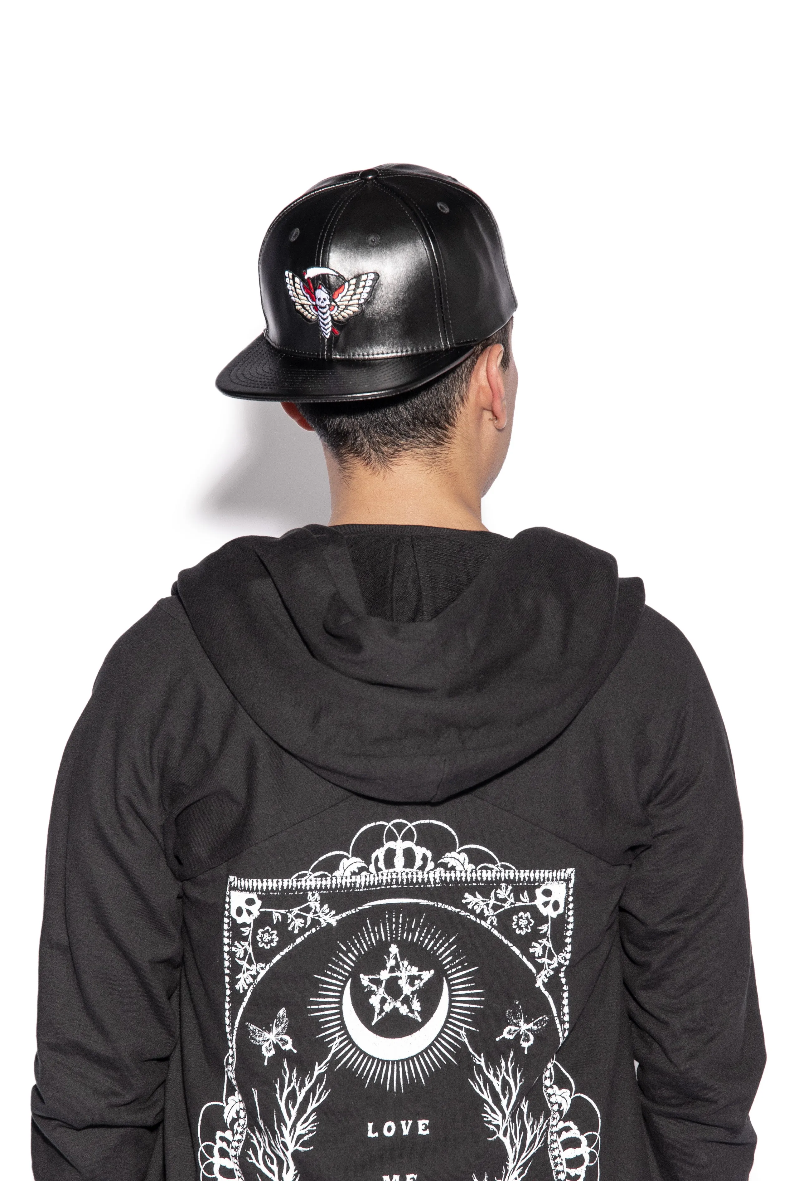 Grim Moth - Faux Leather Snapback Hat