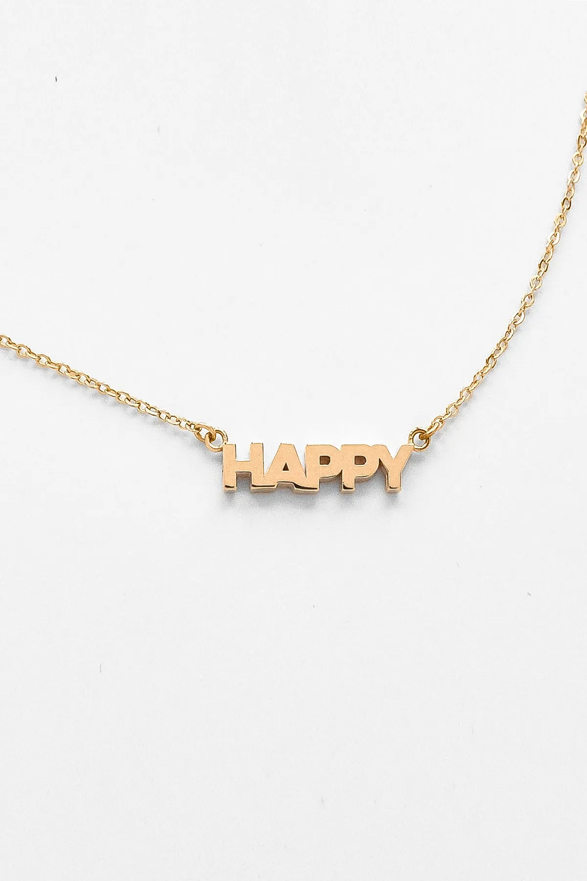 HAPPY SCRIPT NECKLACE BY THATCH