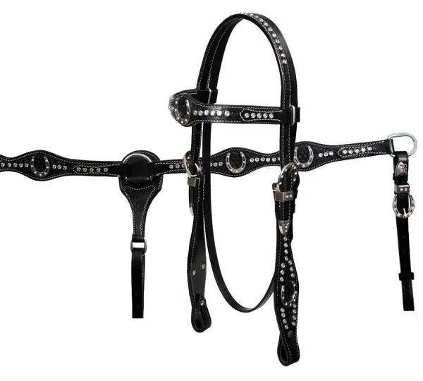 Horseshoe Rhinestone Headstall Set