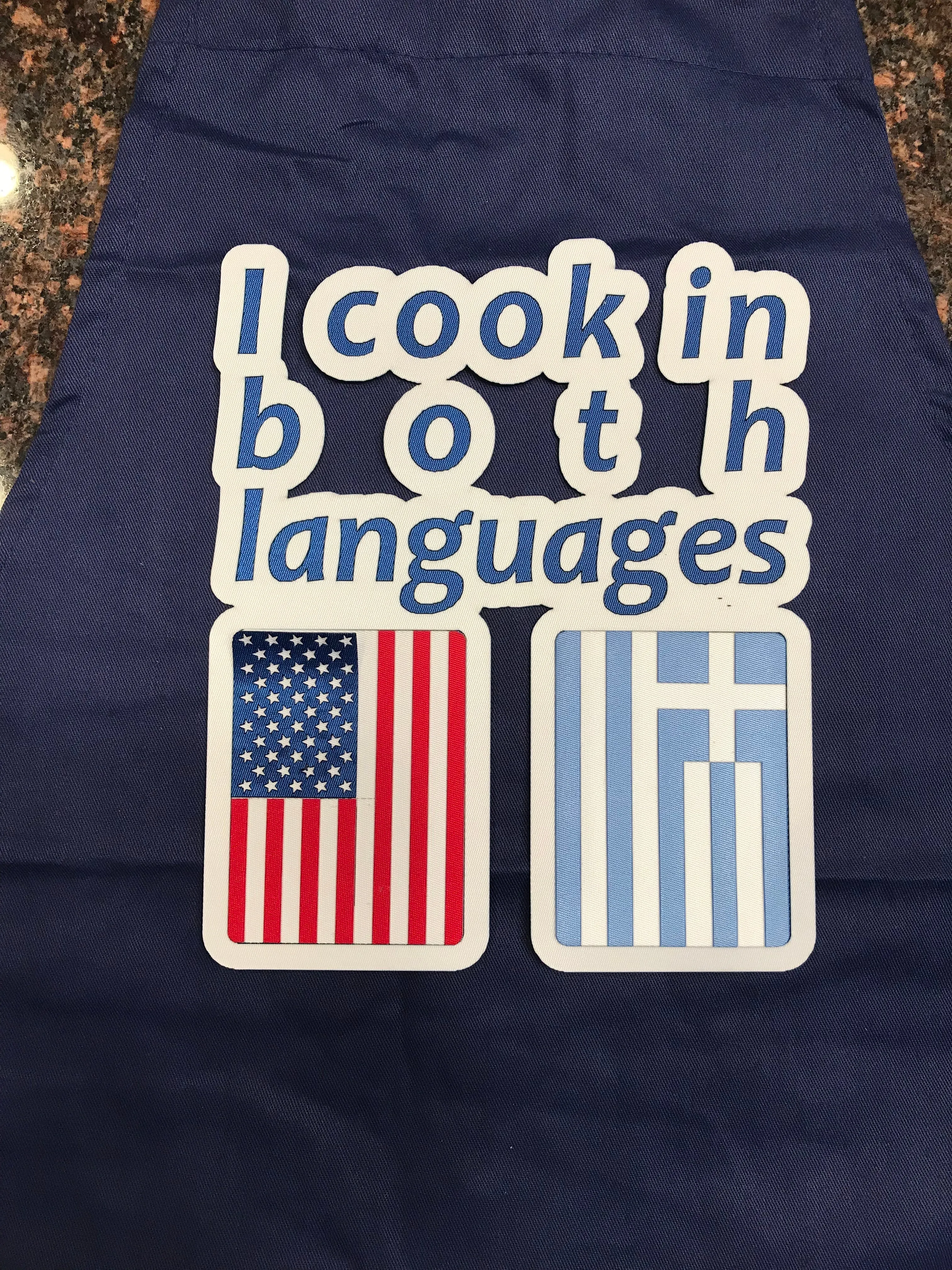 I Cook In Two Languages Greek Apron