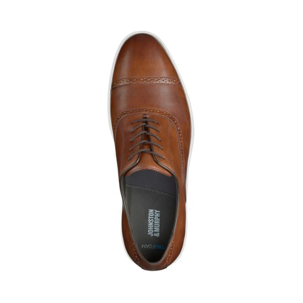 Johnston & Murphy Men's Brody Cap Toe in Brown Hand-Stained Leather