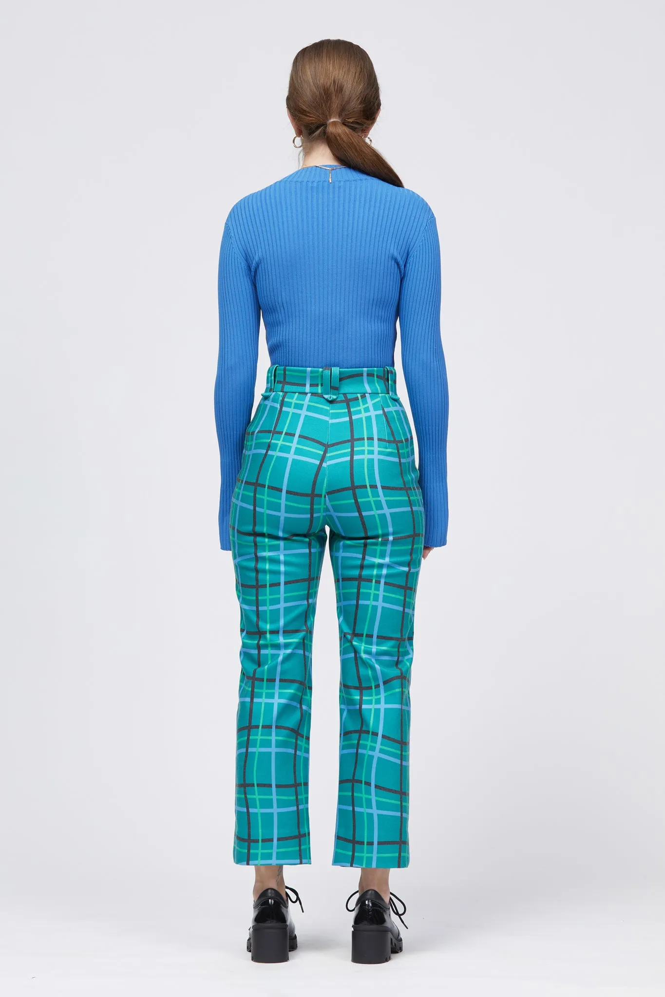 Liseburg Pant Green/Blue Warped Check Print