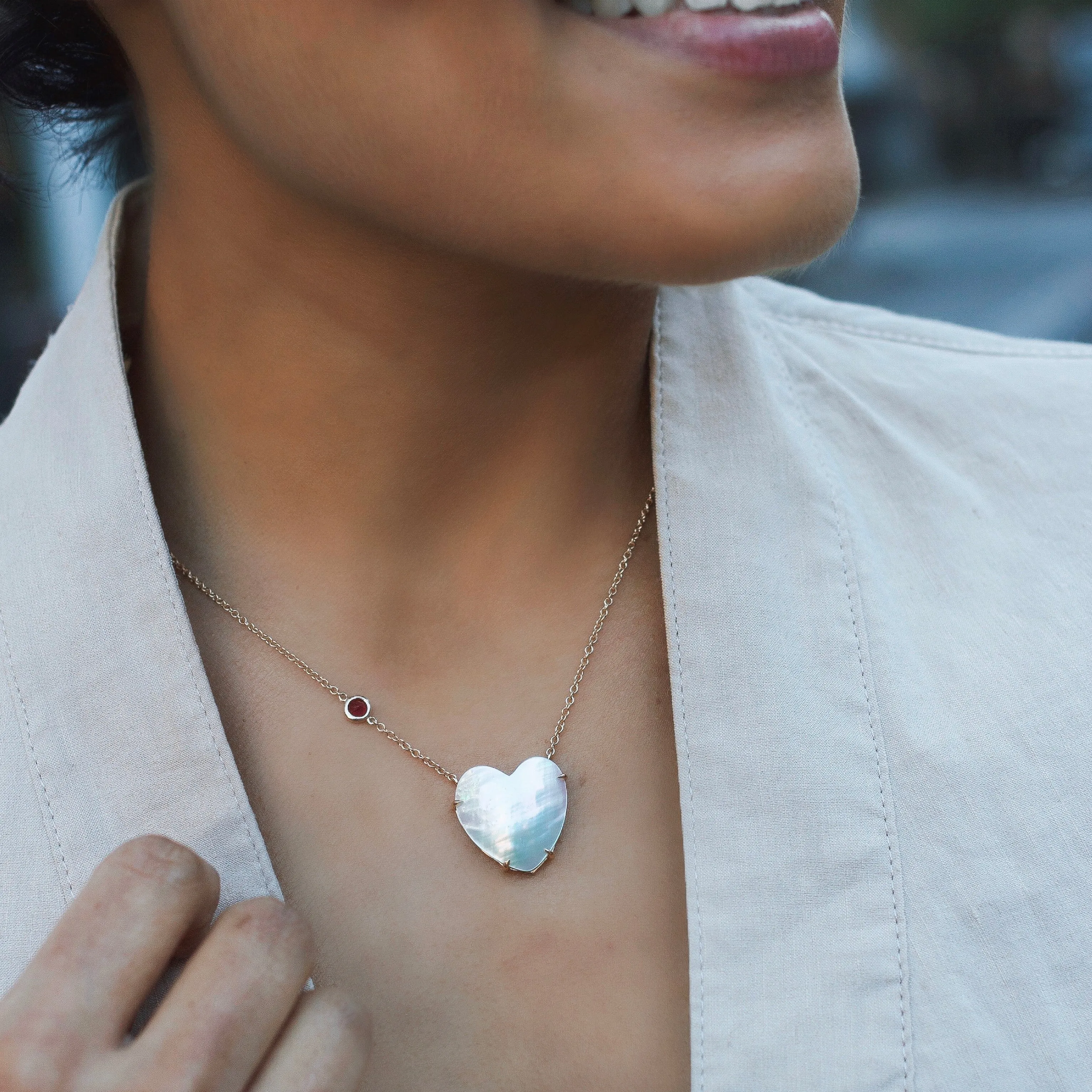 LOVE Shell Carved Heart Necklace with Gold Setting SALE