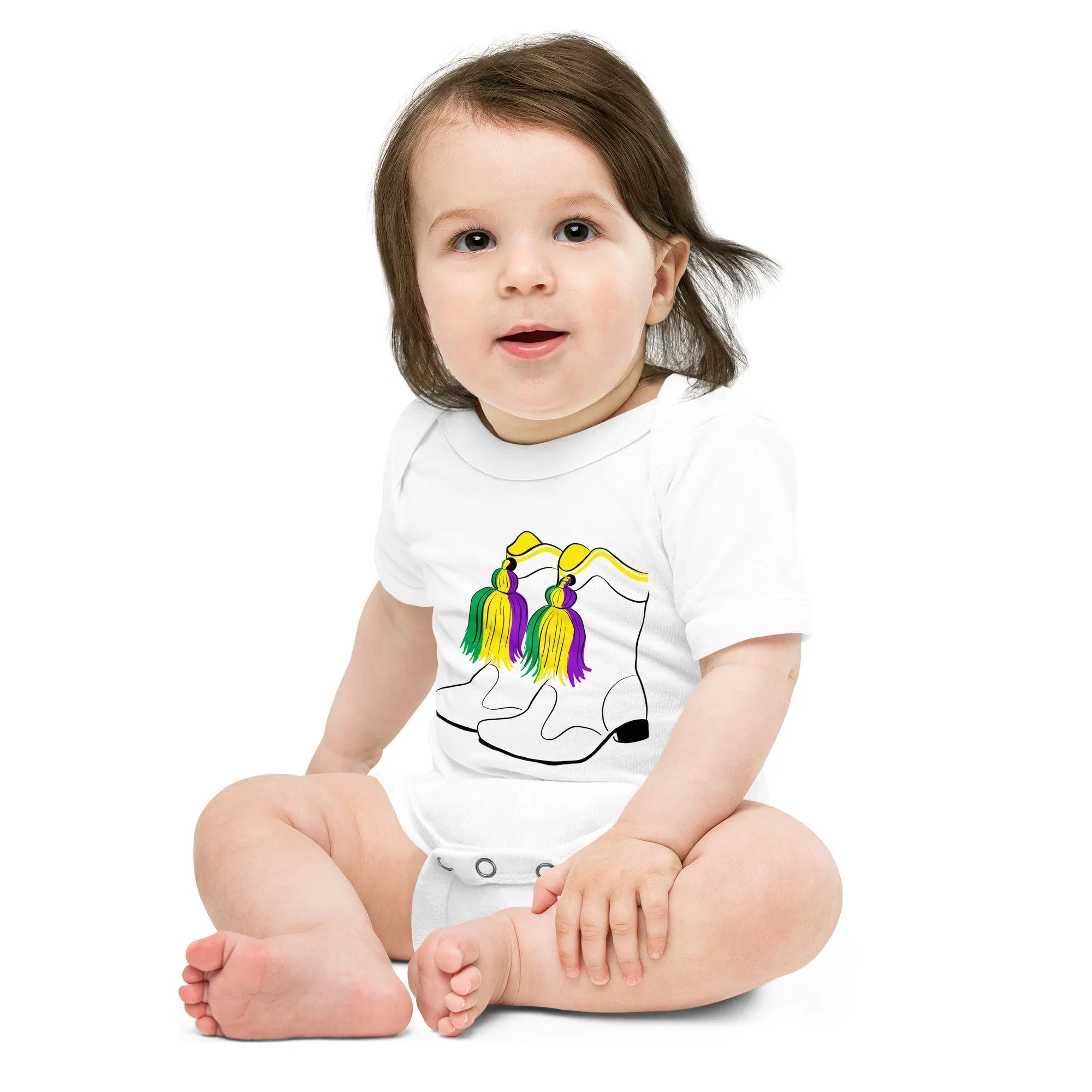 Mardi Gras Boots Baby Onesie